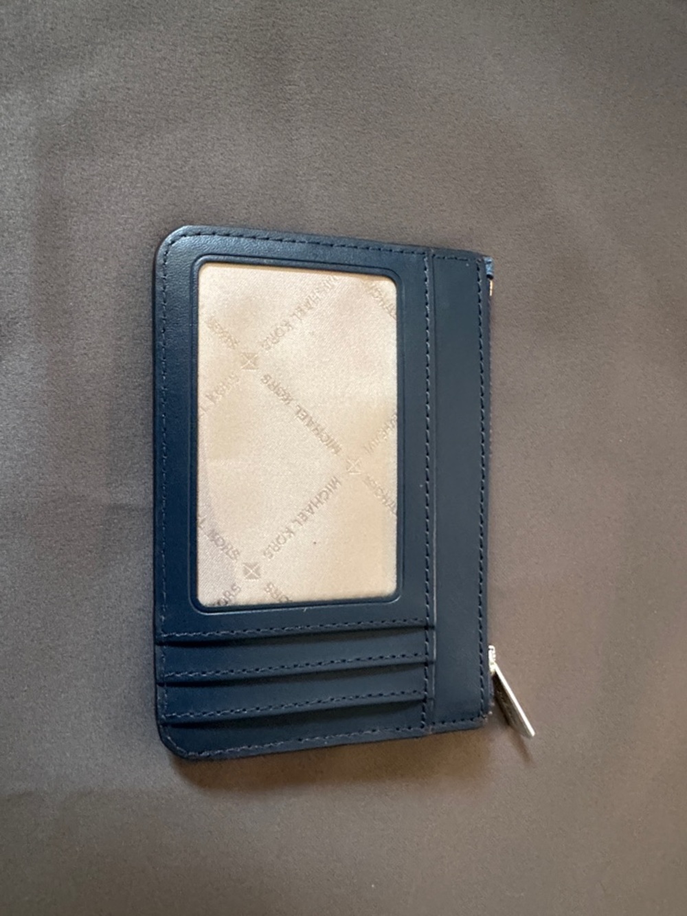Michael Kors Denim Blue Zip Card Pouch with Gold Logo - Picture 2 of 4